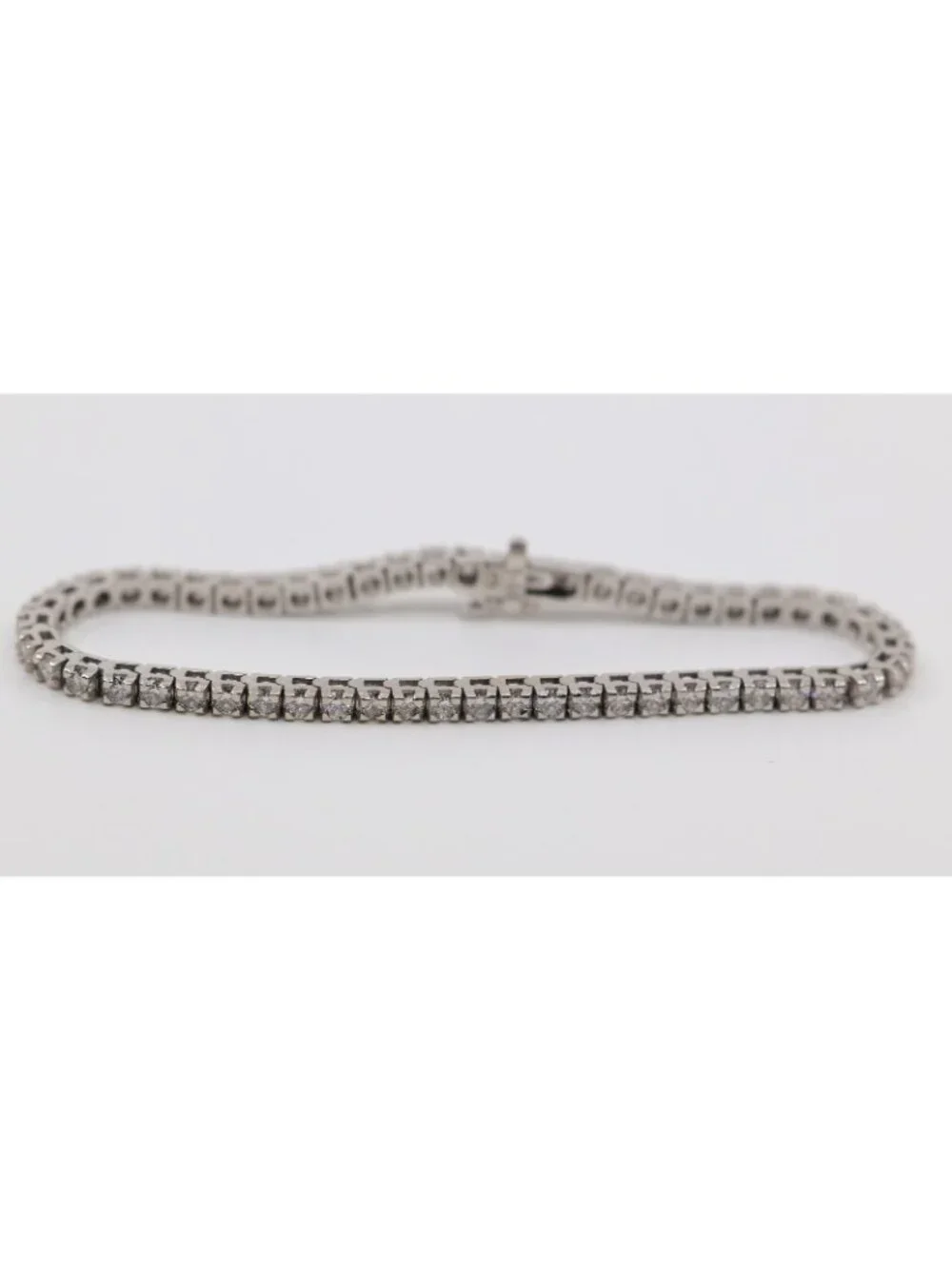 14K Solid White Gold Designer Round Cut Diamond Tennis Link Bracelet - 7